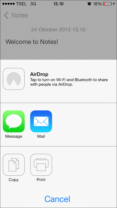 Sharing a note on iOS