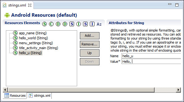 String resources