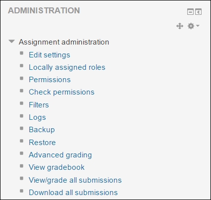 The administration menu