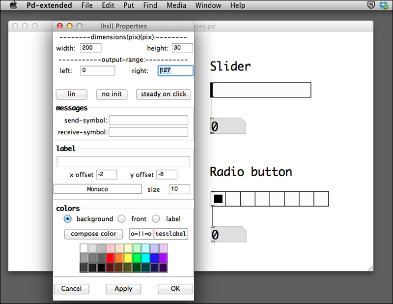 Using the graphical interface objects