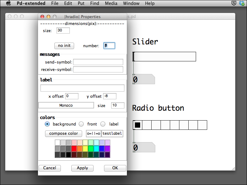 Using the graphical interface objects