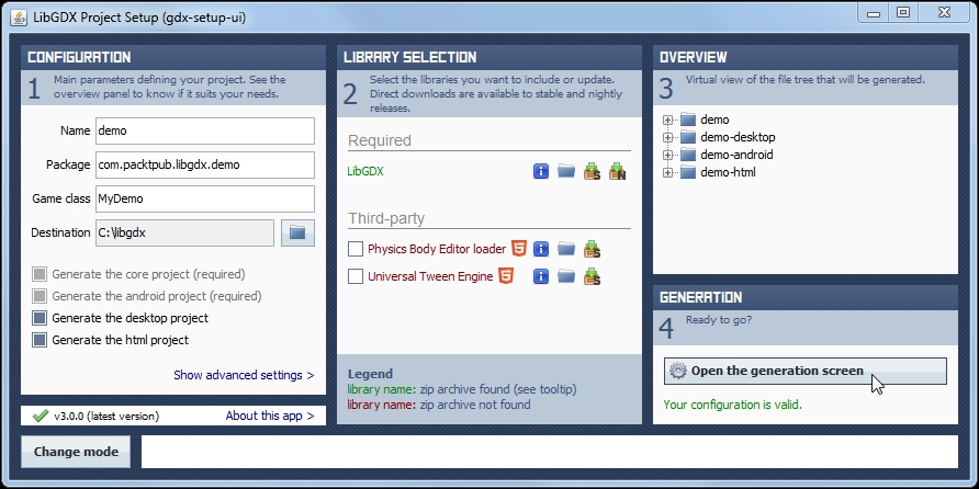 Creating a new application