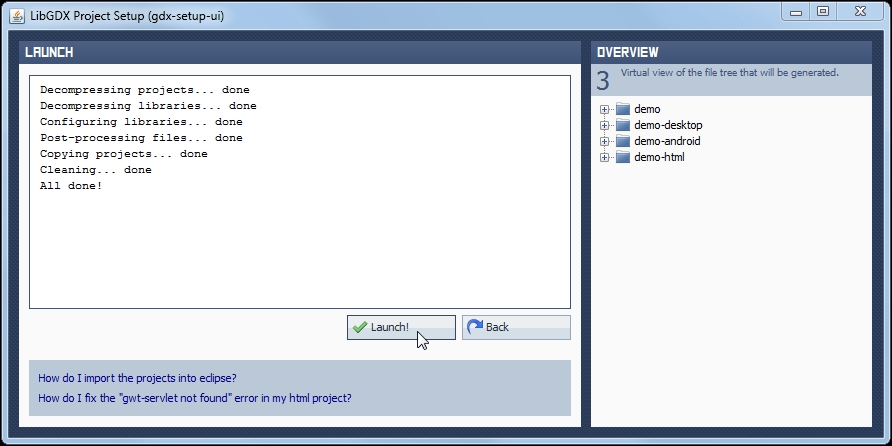 Creating a new application