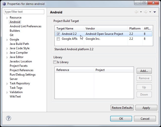 Creating a new application
