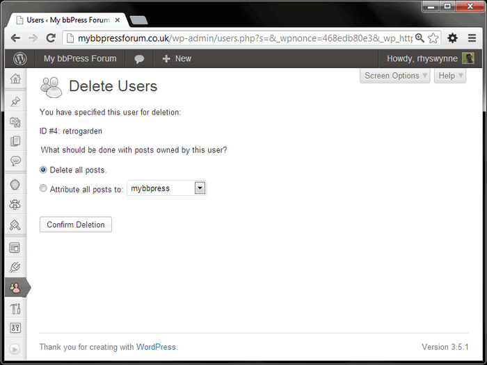 deleting spam accounts bbpress complete spam account