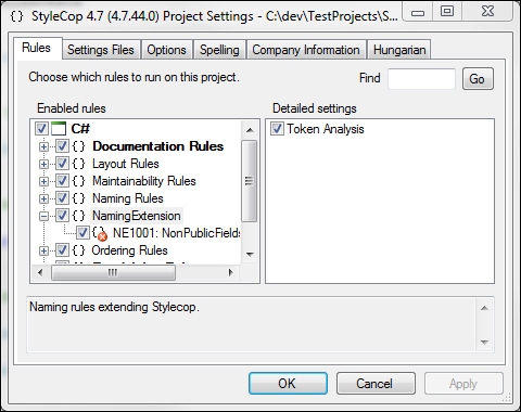 Customize your StyleCop settings dialog