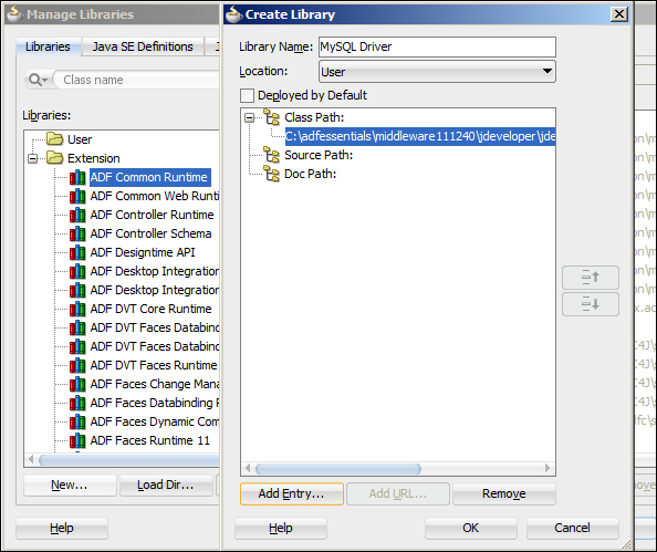 Installing the MySQL Connector in JDeveloper