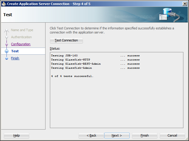 Connecting to the GlassFish server
