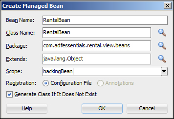 Adding a bean method to a button