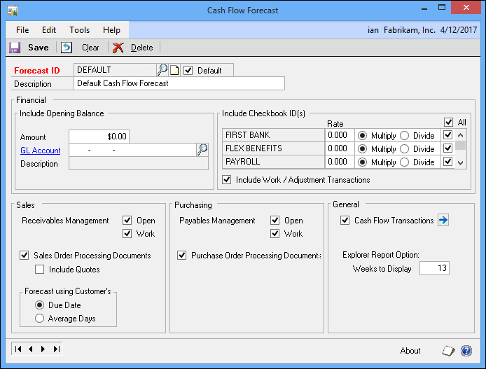 Cash Flow Management | Microsoft Dynamics GP 2013 Financial Management