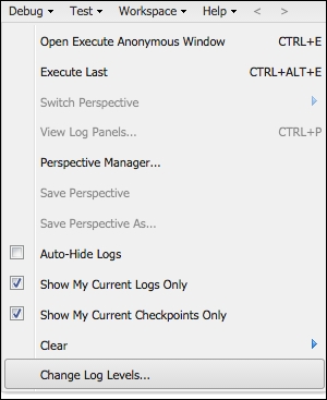 Opening and reading debug logs and adjusting log levels