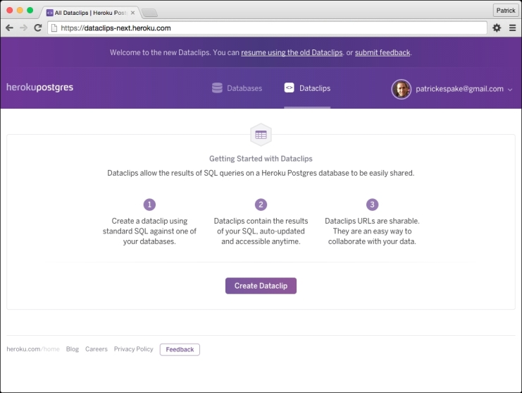 Creating dataclips