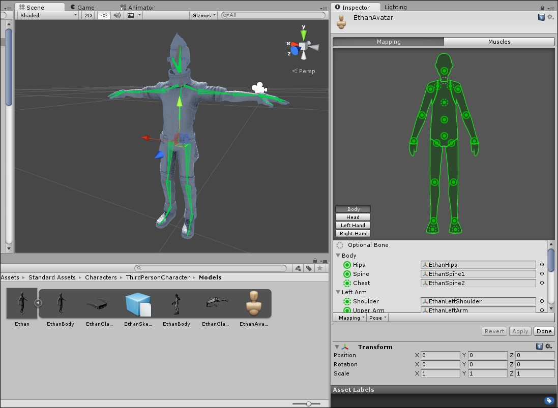 Rigged or bone-based animation