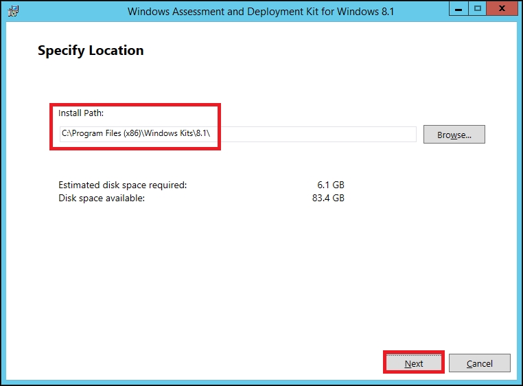 Installing ADK 8.1 for SCCM 2012 R2