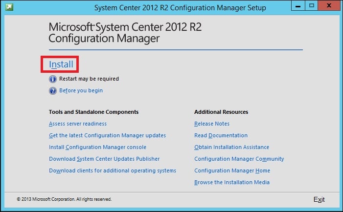 Installing System Center Configuration Manager 2012 R2