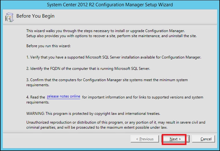 Installing System Center Configuration Manager 2012 R2