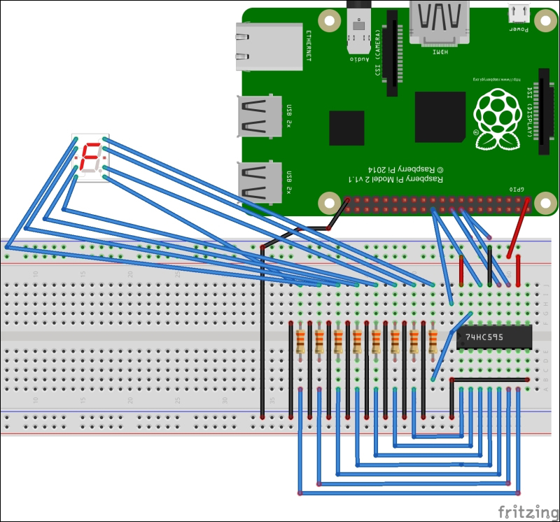 Driving a 7-segment display using a shift register