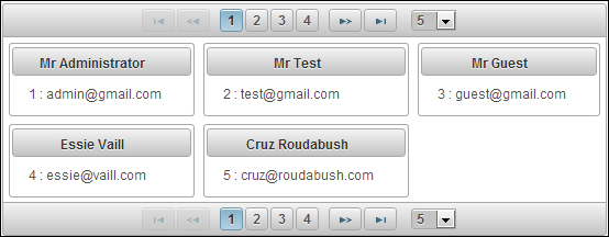 Displaying data in the grid layout using the DataGrid component