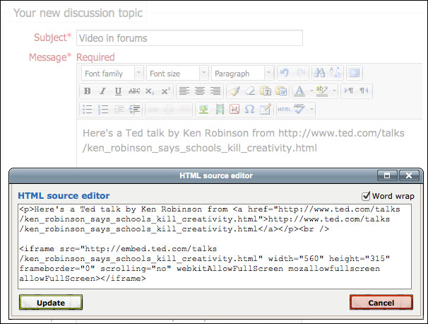 Task 3 &ndash; adding videos to forums