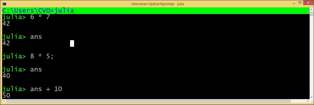 Working with Julia's shell