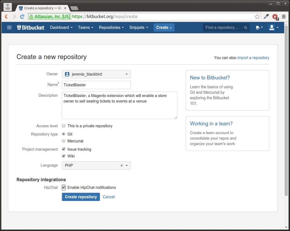 Bitbucket registration