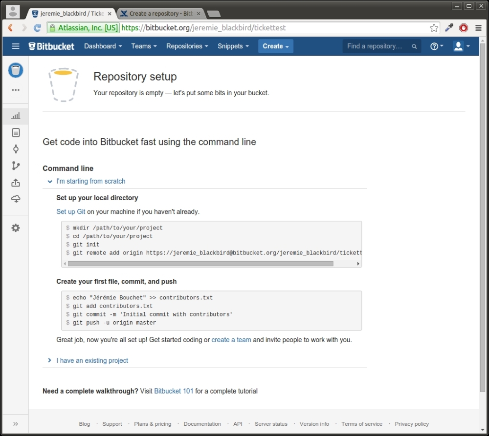 Bitbucket registration