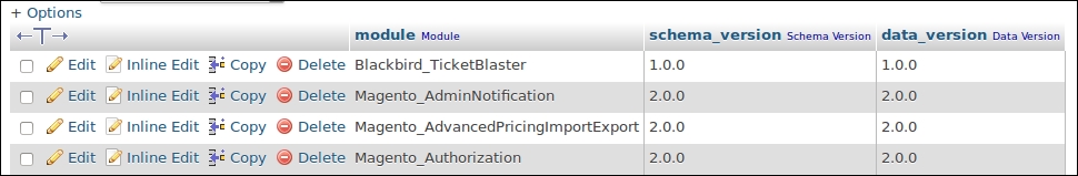 Creating the table for the events