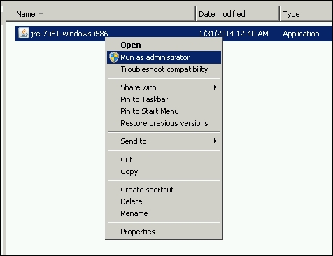 Installing Java on Windows Server 2008 R2 SP1