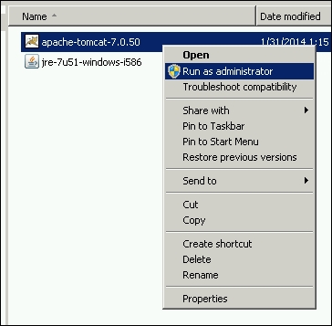 Installing Apache Tomcat 7 on Windows Server 2008 R2 SP1