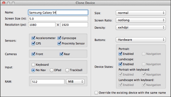 Creating a Samsung Galaxy S4 AVD using the SDK and AVD Manager