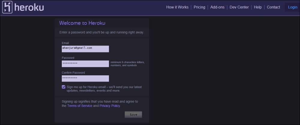 Signing up