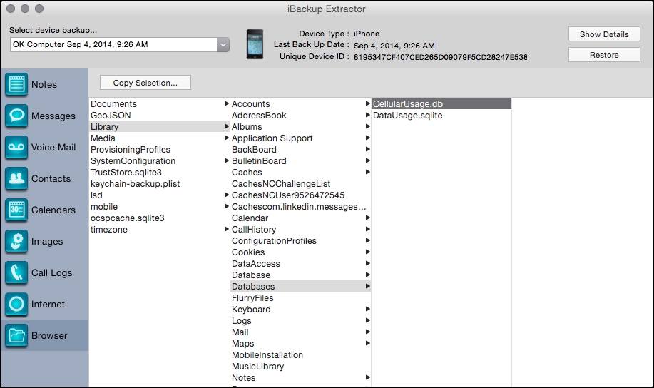 Viewing iOS data in iTunes