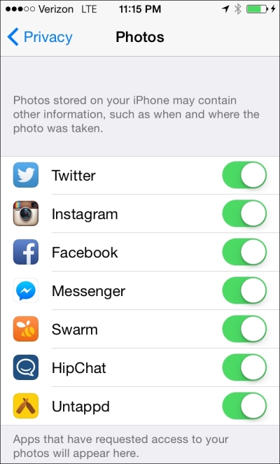Configuring privacy settings