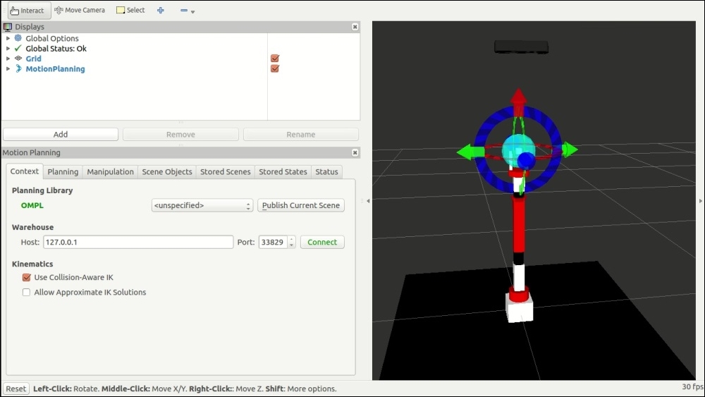 Motion planning of robot in RViz using MoveIt! configuration package