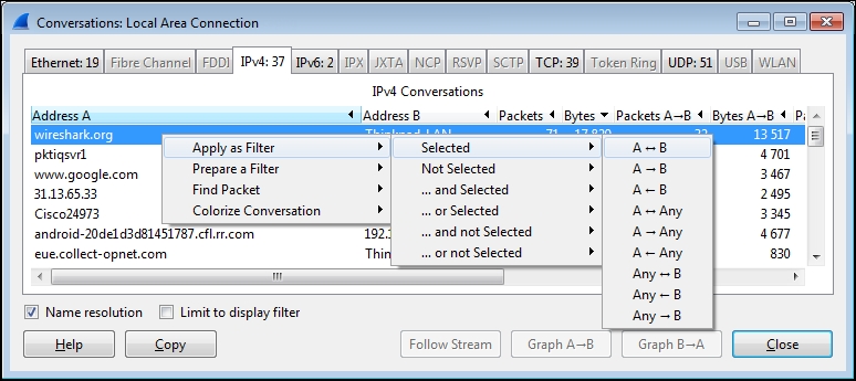 Applying a display filter