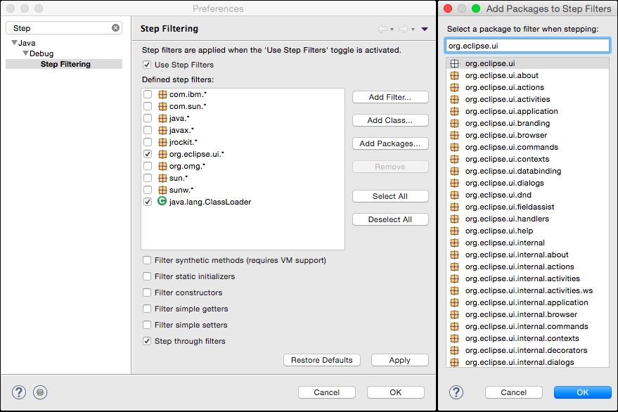 Time for action – setting up step filtering