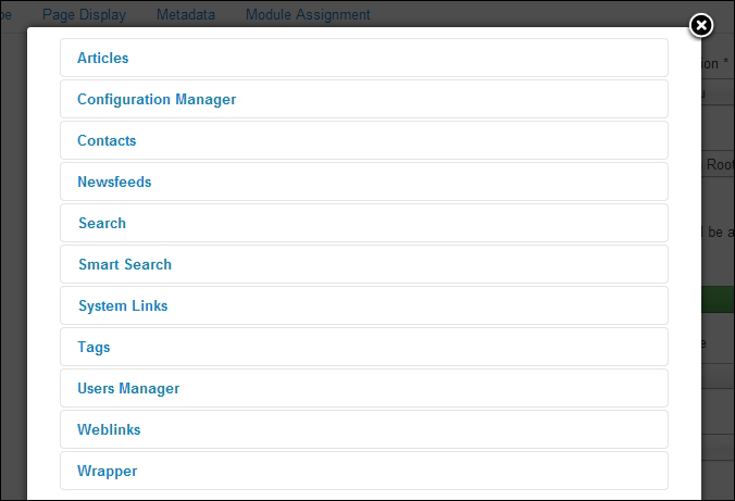 What types of menu links are available?