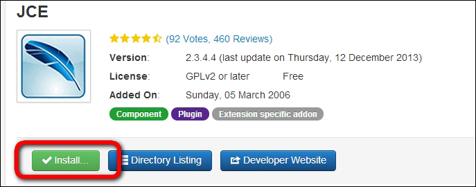 Time for action – replacing the default text editor of Joomla!