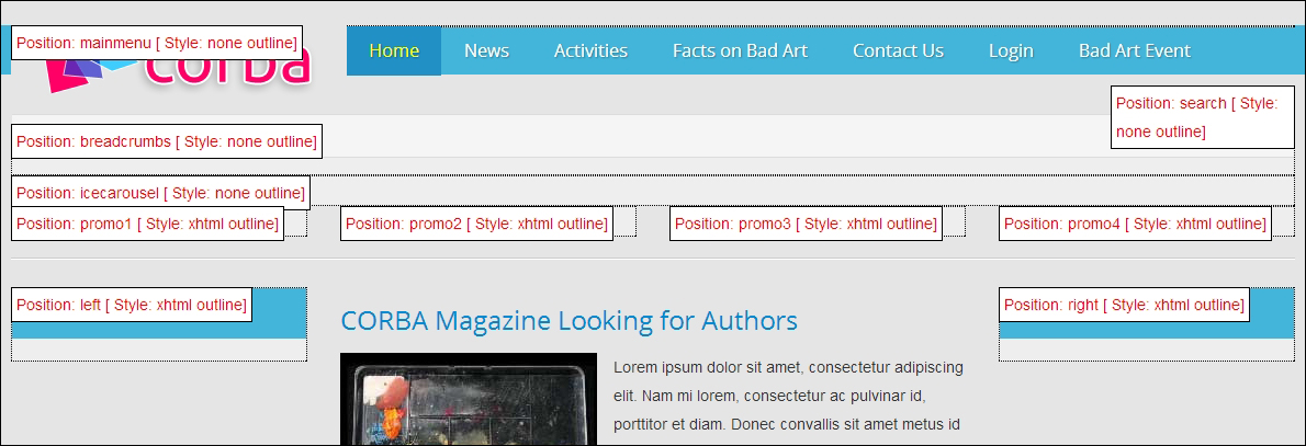 Time for action – placing modules in new template positions