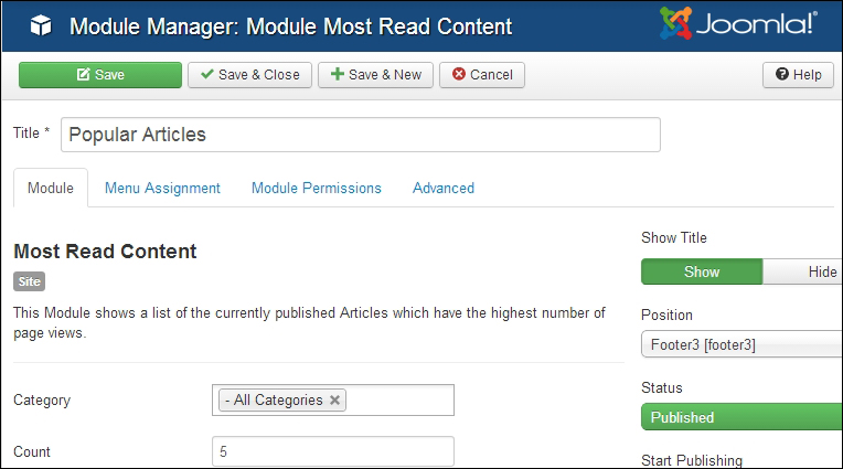Time for action – adding a list of links to popular articles