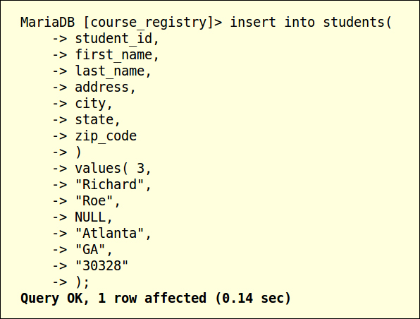 Inserting data