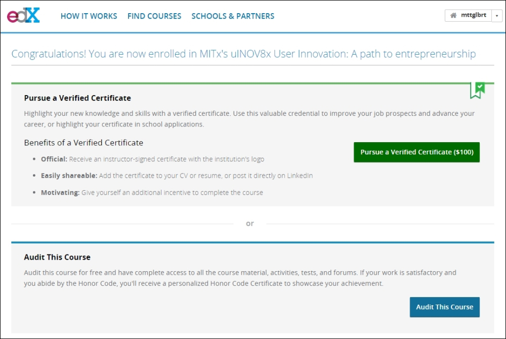 Finding courses by navigating