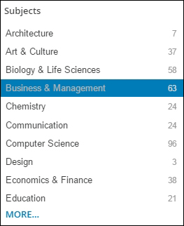 Finding courses by refining your search