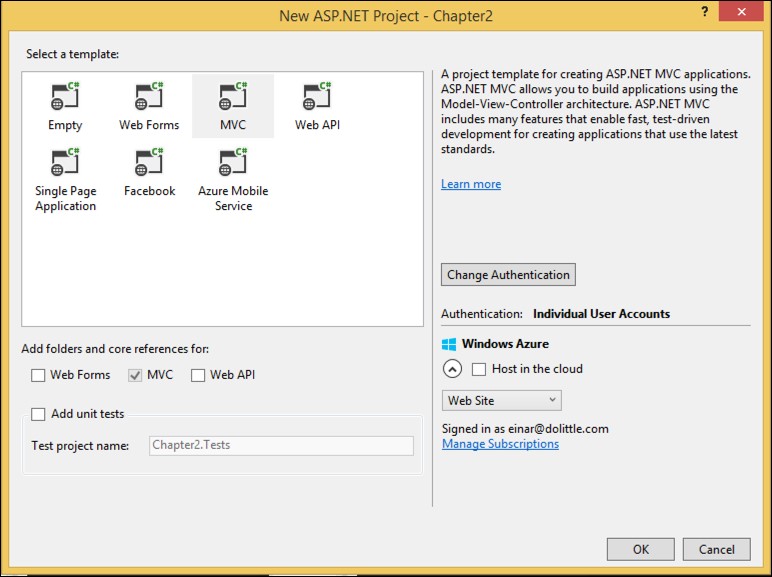 Getting started – creating an MVC template