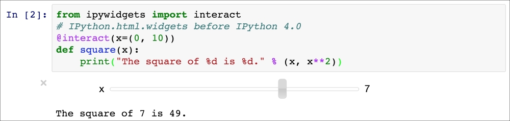 Creating interactive widgets in the Notebook