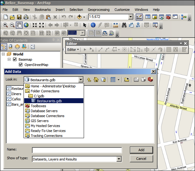Editing the geodatabase in ArcMap