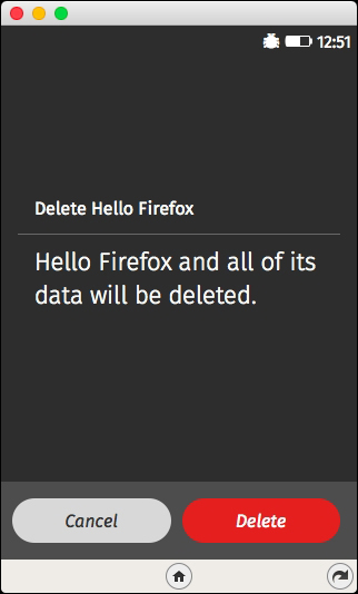 Uninstalling applications in Firefox OS