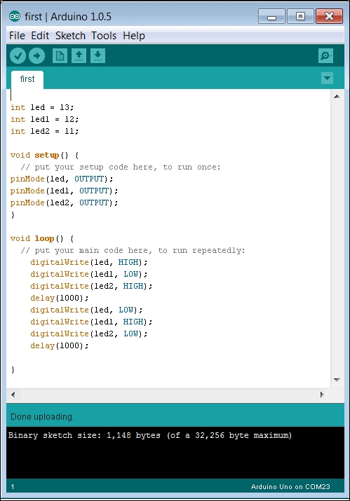 The IDE and LED | Arduino Robotic Projects