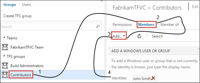 Adding users to the project: