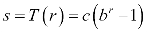 Exponential or inverse-log transformation